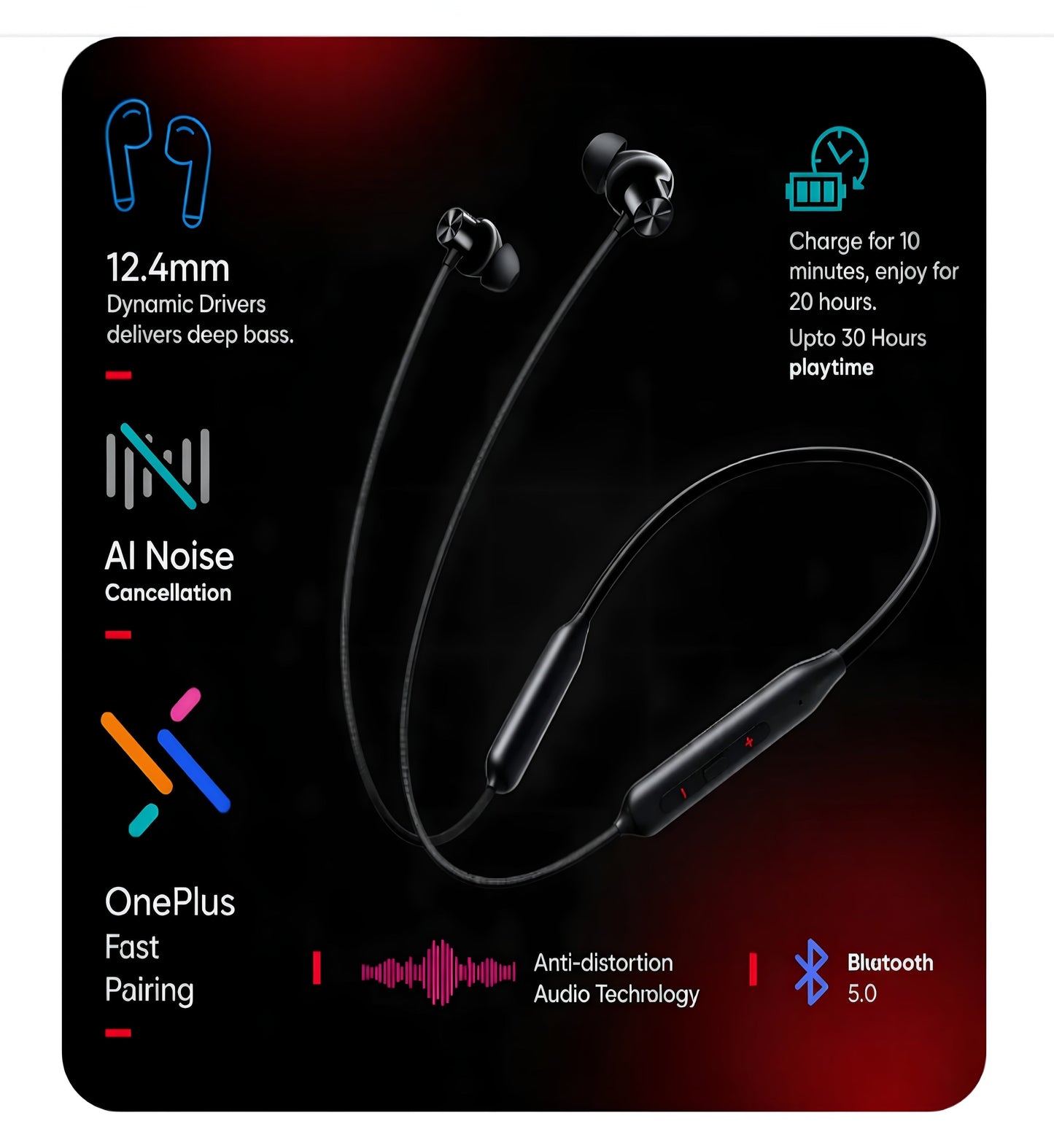 OnePlus Bullets Wireless Z2 ANC Bluetooth Wireless Neckband (6 Months Warrenty)